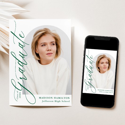 Moderner Eleganter Grüner Foto Abschluss Einladung