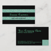 Moderner, eleganter grüner Glitzer und schwarze St Visitenkarte (Vorne/Hinten)