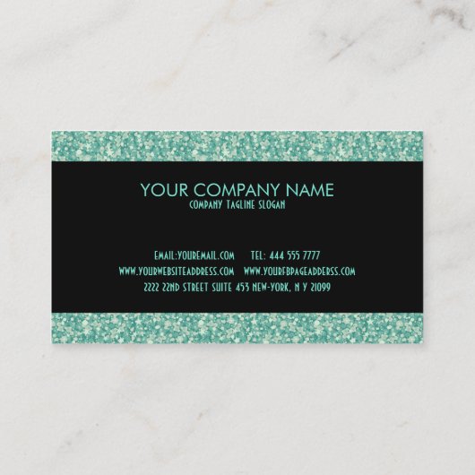 Moderner, eleganter grüner Glitzer und schwarze St Visitenkarte (Rückseite)