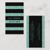 Moderner, eleganter grüner Glitzer und schwarze St Visitenkarte (Vorne/Hinten)