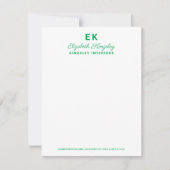 Moderner, eleganter grüner Individuelle Name und U Mitteilungskarte (Vorderseite)