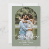 Moderner Eleganter Grüner QR-Code Save The Date (Vorderseite)