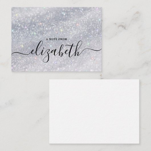 Moderner Eleganter Handwriting-Script Name-Glitzer Mitteilungskarte (Vorne/Hinten)