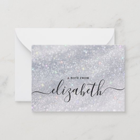 Moderner Eleganter Handwriting-Script Name-Glitzer Mitteilungskarte (Vorderseite)