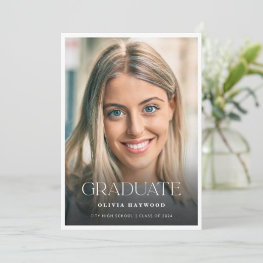 Moderner Eleganter High School Abschluss Ankündigung (Stehend Vorderseite)