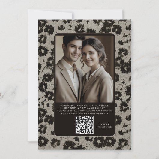Moderner eleganter Hochzeitlicher Digital-Invite-Q Einladung (Rückseite)