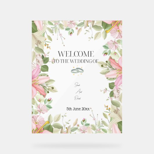 Moderner, eleganter Hochzeitsempfang Acrylschild (Vorderseite)