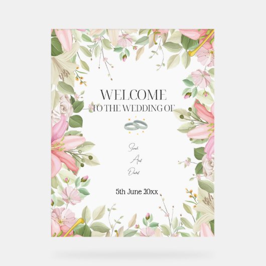 Moderner, eleganter Hochzeitsempfang Acrylschild (Vorderseite)
