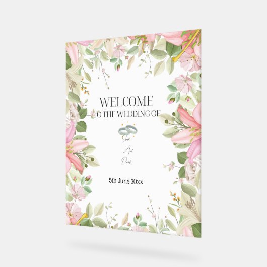 Moderner, eleganter Hochzeitsempfang Acrylschild (Winkel)