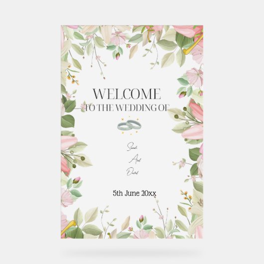Moderner, eleganter Hochzeitsempfang Acrylschild (Vorderseite)