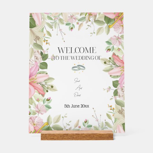 Moderner, eleganter Hochzeitsempfang Acrylschild (Vorderseite)