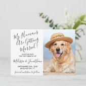 Moderner Eleganter Hochzeitshund Foto Personalisie Save The Date (Stehend Vorderseite)