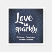 Moderner eleganter Hochzeitsstil-Verlobung-Glitzer Serviette (Vorderseite)