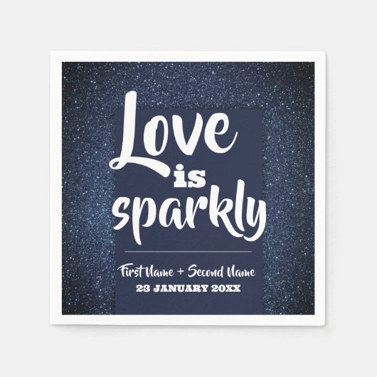 Moderner eleganter Hochzeitsstil-Verlobung-Glitzer Serviette (Vorderseite)