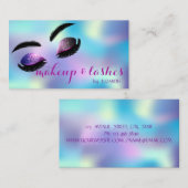 Moderner eleganter holografischer Glitzer Lashes Visitenkarte (Vorne/Hinten)