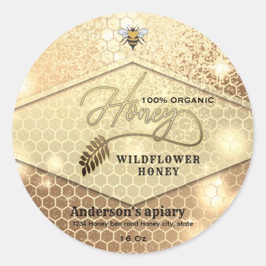 Moderner, eleganter Honig Runder Aufkleber (Vorderseite)