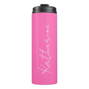 Moderner Eleganter Hot-Pink-Individuelle Name Thermosbecher