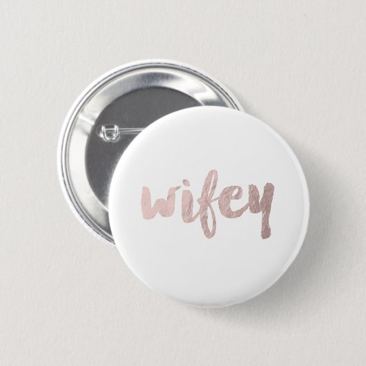moderner eleganter Imitat-Rosengoldwifey Text Button (Vorne & Hinten)
