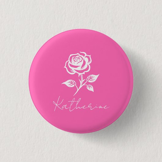 Moderner eleganter Individuelle Name in warmen Ros Button (Vorderseite)