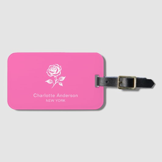 Moderner eleganter Individuelle Name in warmen Ros Gepäckanhänger (Vorderseite (Horizontal))