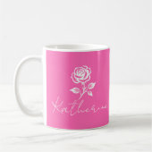 Moderner eleganter Individuelle Name in warmen Ros Kaffeetasse (Links)