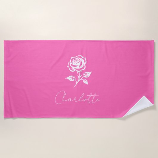 Moderner eleganter Individuelle Name in warmen Ros Strandtuch (Vorderseite)