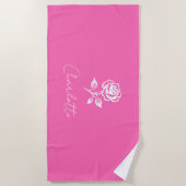Moderner eleganter Individuelle Name in warmen Ros Strandtuch (Vorderseite)