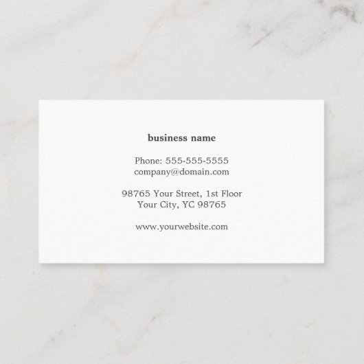 Moderner, eleganter Innenarchitekt aus Holz Visitenkarte (Rückseite)