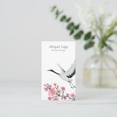 Moderner, eleganter japanischer Kranich und Kirsch Visitenkarte (Stehend Vorderseite)