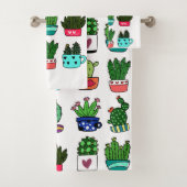 Moderner eleganter Kaktus in einem Topftuch-Set Badhandtuch Set (Insitu)