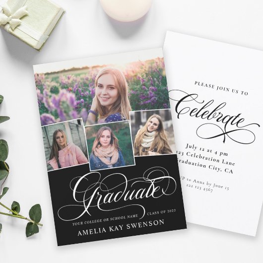 Moderner Eleganter Kalligraphie-Abschluss Einladung