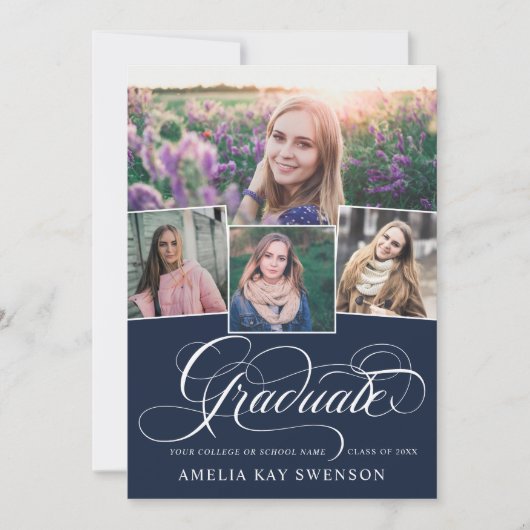 Moderner Eleganter Kalligraphie-Abschluss Einladung (Vorderseite)