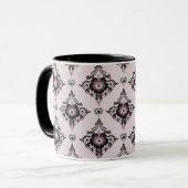 Moderner eleganter Lavendel Damask Tasse (Vorderseite Links)