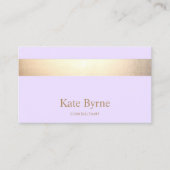 Moderner eleganter Lavendel Gold Streifen Visitenkarte (Vorderseite)