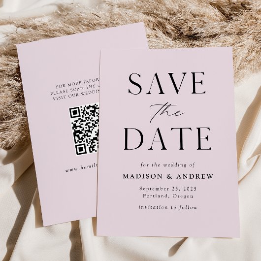Moderner Eleganter Lavendel QR Code Save The Date