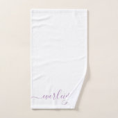 Moderner eleganter Lavendel-Skriptname Weiß Badhandtuch Set (Handtuch)