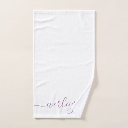 Moderner eleganter Lavendel-Skriptname Weiß Badhandtuch Set (Handtuch)