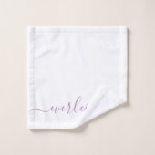 Moderner eleganter Lavendel-Skriptname Weiß Badhandtuch Set (Waschlappen)
