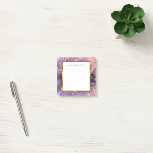 Moderner, eleganter lila Amethyname Post-it Klebezettel (Büro)