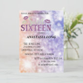 Moderner, eleganter Lila Glitzer Save the Date (Stehend Vorderseite)