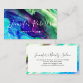 Moderner eleganter Lila Grüner Marmorkünstler Visitenkarte (Vorne/Hinten)