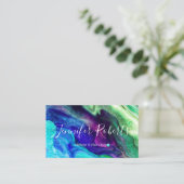 Moderner eleganter Lila Grüner Marmorkünstler Visitenkarte (Stehend Vorderseite)