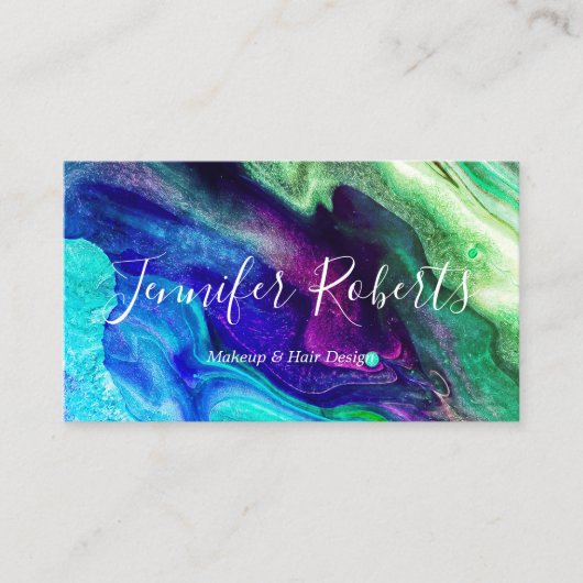 Moderner eleganter Lila Grüner Marmorkünstler Visitenkarte (Vorderseite)