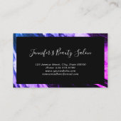 Moderner Eleganter Lila Schwarzer Marmor Makeup Ar Visitenkarte (Rückseite)