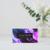 Moderner Eleganter Lila Schwarzer Marmor Makeup Ar Visitenkarte (Stehend Vorderseite)