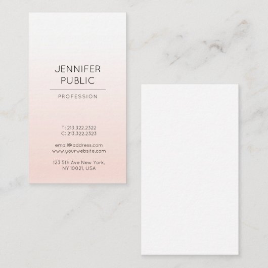 Moderner eleganter Luxusentwurf glattes schlichtes Visitenkarte (Vorne/Hinten)