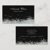 Moderner Eleganter Makeup-Künstler Hologramm Glitz Visitenkarte (Vorne/Hinten)