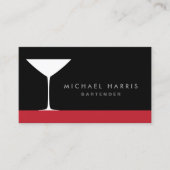 Moderner, eleganter Martini Cocktail Barkeeper Visitenkarte (Vorderseite)