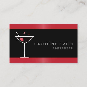 Moderner, eleganter Martini Cocktail Barkeeper Visitenkarte