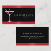 Moderner, eleganter Martini Cocktail Barkeeper Visitenkarte (Vorne/Hinten)